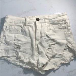 White High Waisted Demin Shorts